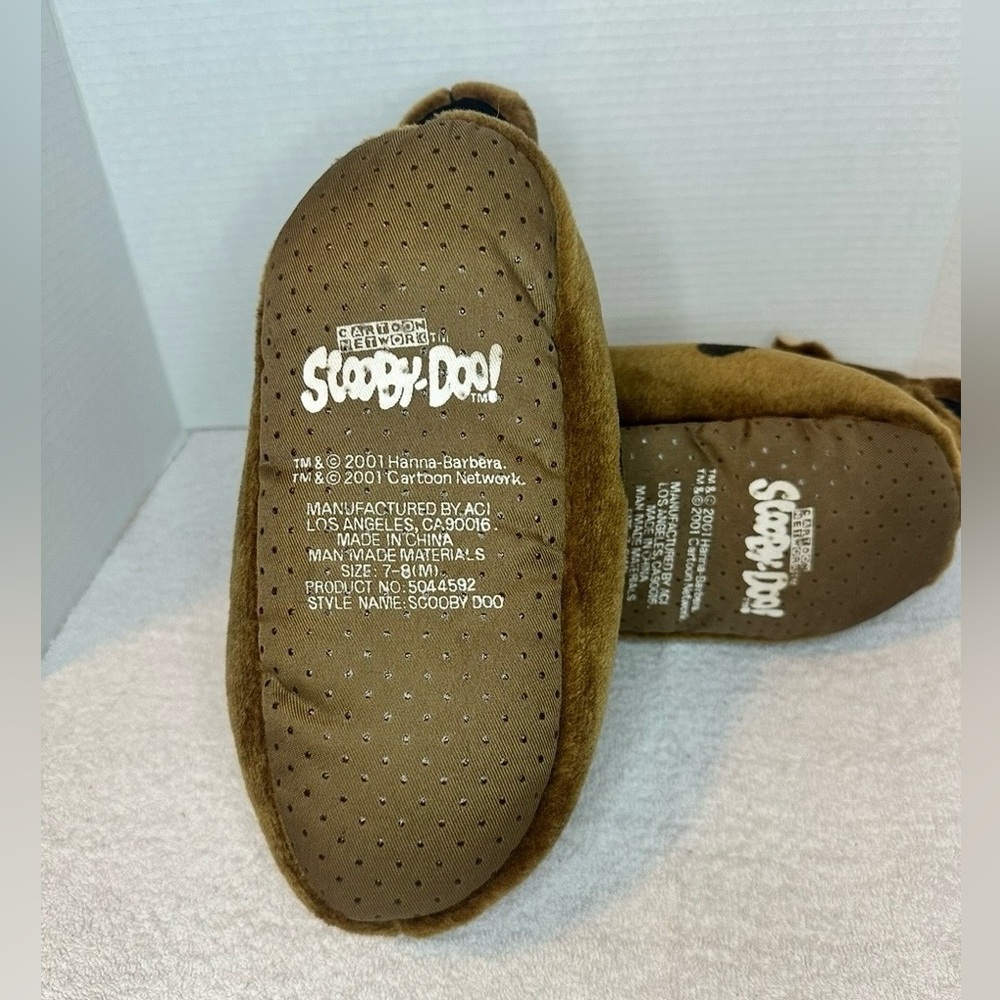 Cartoon Network Scooby Doo Slippers Brown Unisex (M) 7/8 Vintage 90's - Picture 5 of 6